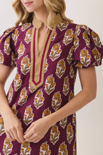 Load image into Gallery viewer, Floral Border Burgundy Puff