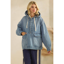Load image into Gallery viewer, Hooded Quarter Zip Denim