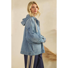 Load image into Gallery viewer, Hooded Quarter Zip Denim
