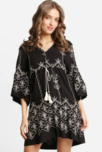 Load image into Gallery viewer, JP6011 Nala Embroidered Cover Up Dress With Tassel Ties - South Main Boutique