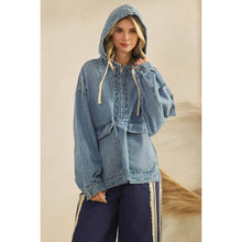 Load image into Gallery viewer, Hooded Quarter Zip Denim