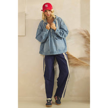 Load image into Gallery viewer, Hooded Quarter Zip Denim