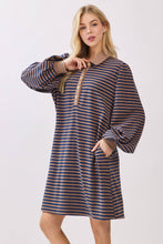 Load image into Gallery viewer, NAVY/BROWN POLO DRESS