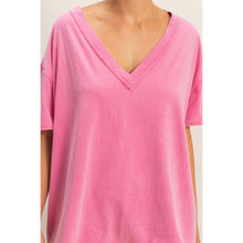 Load image into Gallery viewer, Washed V-Neck Tee FUCHSIA