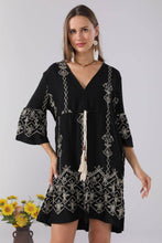 Load image into Gallery viewer, JP6011 Nala Embroidered Cover Up Dress With Tassel Ties - South Main Boutique