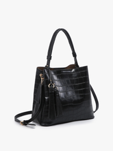 Load image into Gallery viewer, Olivia Crocodile Hobo BLACK
