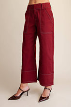 Load image into Gallery viewer, Stitch Detail Crop Burgundy