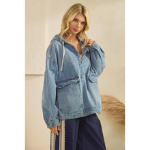 Load image into Gallery viewer, Hooded Quarter Zip Denim