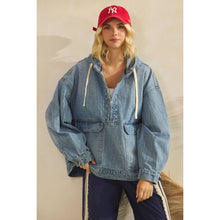Load image into Gallery viewer, Hooded Quarter Zip Denim