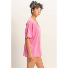 Load image into Gallery viewer, Washed V-Neck Tee FUCHSIA