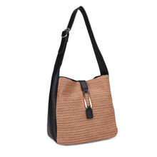 Load image into Gallery viewer, EJ60376-6 Arla Straw Hobo Tote: Natural Black - South Main Boutique