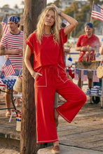 Load image into Gallery viewer, Red Contrast Stitch Lounge Set