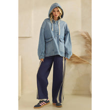 Load image into Gallery viewer, Hooded Quarter Zip Denim