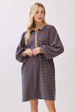 Load image into Gallery viewer, NAVY/BROWN POLO DRESS