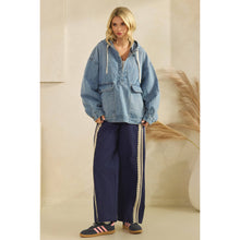 Load image into Gallery viewer, Hooded Quarter Zip Denim