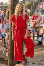 Load image into Gallery viewer, Red Contrast Stitch Lounge Set