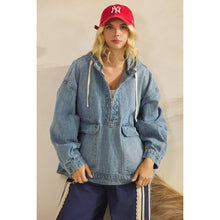 Load image into Gallery viewer, Hooded Quarter Zip Denim