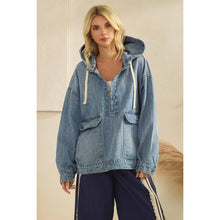 Load image into Gallery viewer, Hooded Quarter Zip Denim