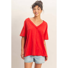 Load image into Gallery viewer, Washed V-Neck Tee RED