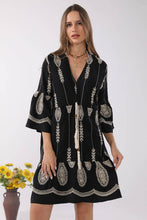 Load image into Gallery viewer, JP6010 Berkley Embroidered Cover Up Dress With Tassel Ties - South Main Boutique
