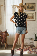 Load image into Gallery viewer, Polka Dot Sleeveless Knit Sweater Top: BLACK/WHITE / S - South Main Boutique