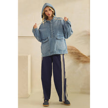 Load image into Gallery viewer, Hooded Quarter Zip Denim