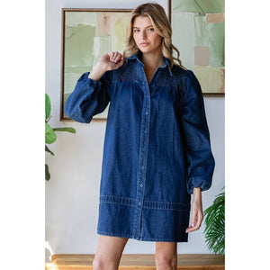 Smocked Dark Wash Dress