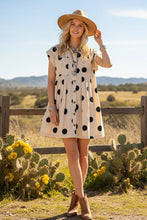 Load image into Gallery viewer, Polka Dot Button Down Pleated Poplin Mini Dress: CREAM/BLACK / M - South Main Boutique
