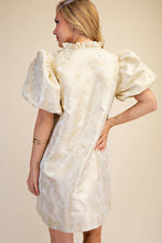 Load image into Gallery viewer, Ruffle V-Neck Puff Sleeve Mini Dress: Champagne / M - South Main Boutique
