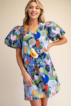 Load image into Gallery viewer, Balloon Sleeve Floral Printed Mini Dress: Blue / S - South Main Boutique
