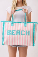 Load image into Gallery viewer, MB0331 Striped Terry Cloth Beach Tote Bag: Pink - South Main Boutique
