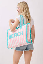 Load image into Gallery viewer, MB0331 Striped Terry Cloth Beach Tote Bag: Pink - South Main Boutique
