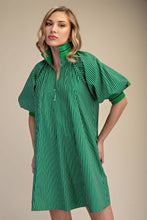 Load image into Gallery viewer, Mock Neck Band Puff Sleeve Mini Dress: Kelly Green / S - South Main Boutique

