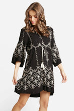 Load image into Gallery viewer, JP6011 Nala Embroidered Cover Up Dress With Tassel Ties - South Main Boutique

