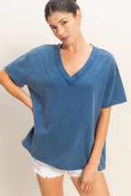 Load image into Gallery viewer, Washed Navy V-Neck Tee
