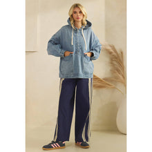 Load image into Gallery viewer, Hooded Quarter Zip Denim
