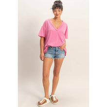Load image into Gallery viewer, Washed V-Neck Tee FUCHSIA
