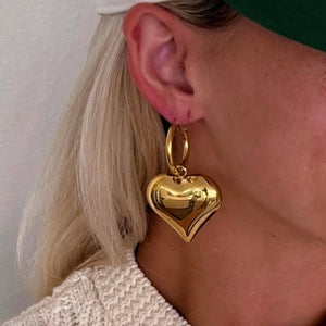 BUBBLE HEART EARRINGS : GOLD