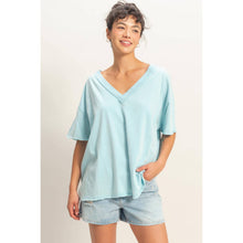 Load image into Gallery viewer, Washed V-Neck Tee BLUE
