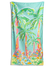 Load image into Gallery viewer, Caribbean Palm Giant Beach Towel    Aruba Blue/Multi    40x70 - South Main Boutique
