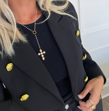 Load image into Gallery viewer, LARIAT PEARL CROSS NECKLACE
