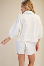 Load image into Gallery viewer, Collar With Contrast Trim Loose Fit Dropped Shoulder Sweater: Ivory / L - South Main Boutique
