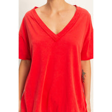 Load image into Gallery viewer, Washed V-Neck Tee RED

