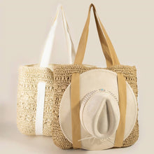 Load image into Gallery viewer, Large Straw Braided Tote Bag With Hat Holder: KA - South Main Boutique
