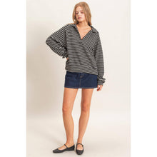 Load image into Gallery viewer, BLK Striped Collared Sweatshirt
