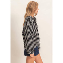 Load image into Gallery viewer, BLK Striped Collared Sweatshirt
