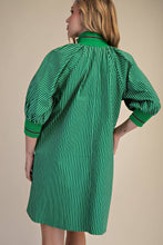 Load image into Gallery viewer, Mock Neck Band Puff Sleeve Mini Dress: Kelly Green / S - South Main Boutique

