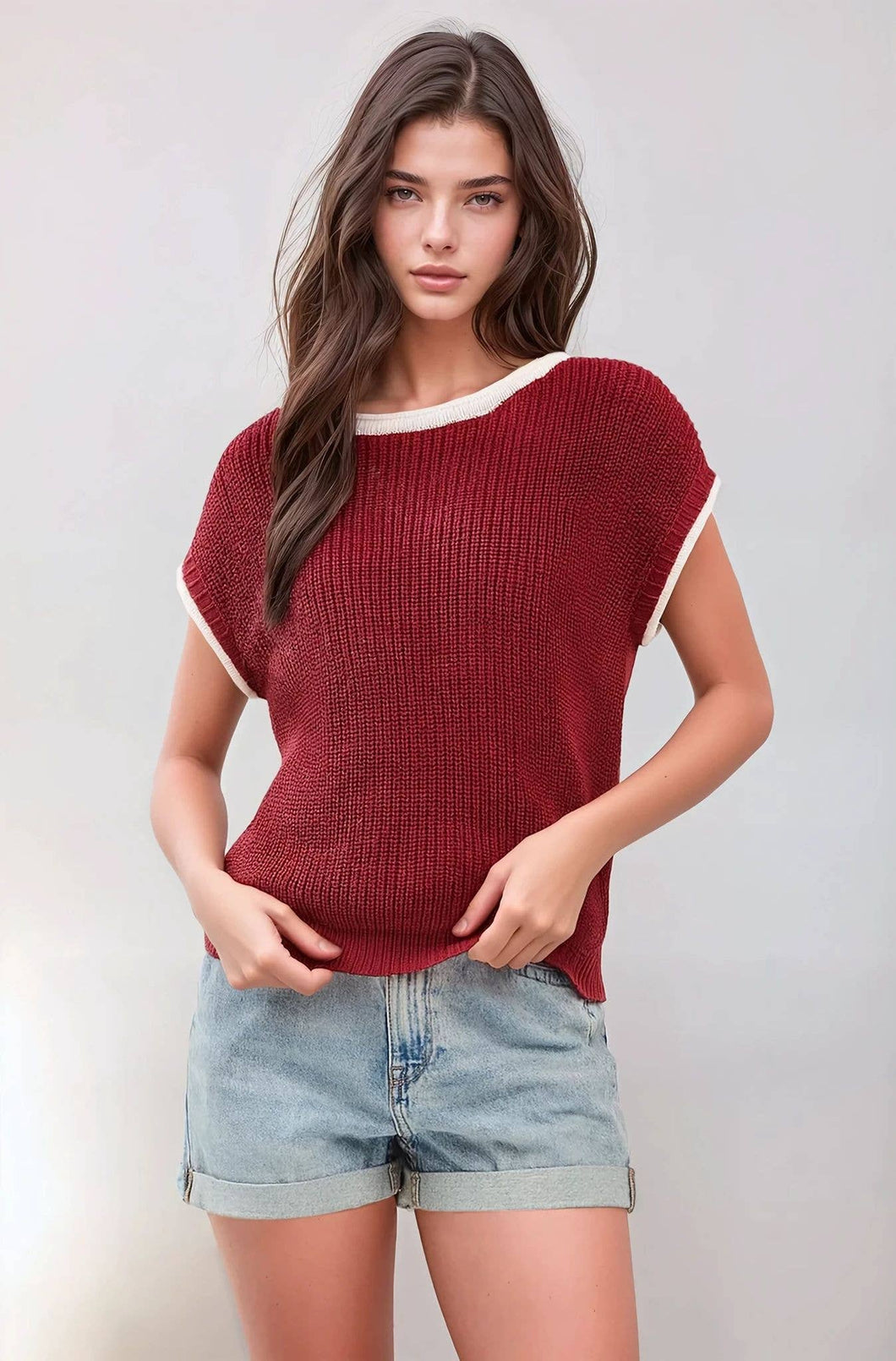 Contrast Rolled Maroon