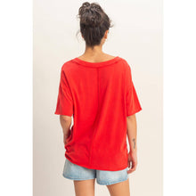 Load image into Gallery viewer, Washed V-Neck Tee RED
