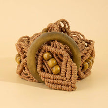 Load image into Gallery viewer, Wooden Buckle Beaded Braid Belt: KA - South Main Boutique
